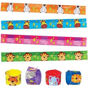 Baker Ross FX660 Jungle Vrienden Snap On Armbanden - Set van 8, feestzakvullers voor Kinderen