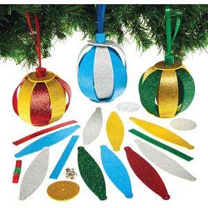 Baker Ross FX700 Kerstballen Glitter Decoratie Kits - Set van 6, Kerst Decoratie Kunst en Knutsel voor Kinderen