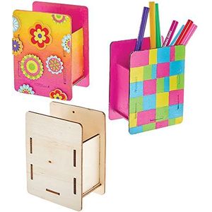 Baker Ross FX820 Houten Pen Pot Sets - Set van 3, Houten Knutsel Sets voor Kinderen