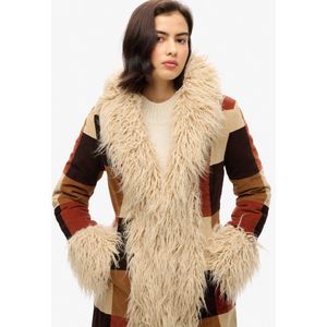 Superdry - Afghan Patchwork - Lange Damesjas - Multicolor - Slim Fit, Imitatiebont Voering