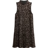 Superdry - Mouwloze Mini-Jurk - A-Lijn - Zwart - Lovertjes - Hoge Halslijn