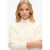 Superdryvoor vrouwen. W6110530A Zwarte gebreide trui met hoge hals in achtengebreide stof (XS), Casual, Acryl