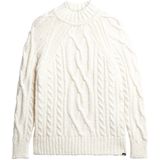 Superdryvoor vrouwen. W6110530A Zwarte gebreide trui met hoge hals in achtengebreide stof (XS), Casual, Acryl