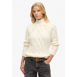 Superdryvoor vrouwen. W6110530A Zwarte gebreide trui met hoge hals in achtengebreide stof (XS), Casual, Acryl