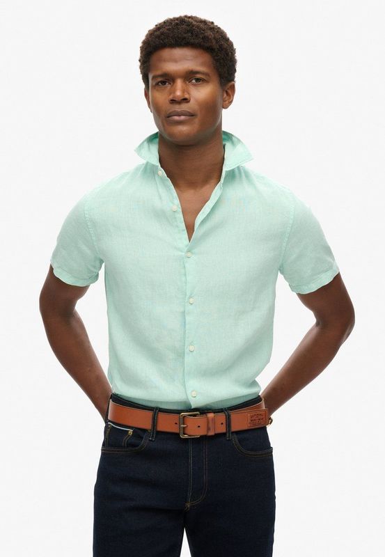 Superdry - Casual Linen Shirt - T-shirt - Korte Mouwen - Linnen - Slim Fit