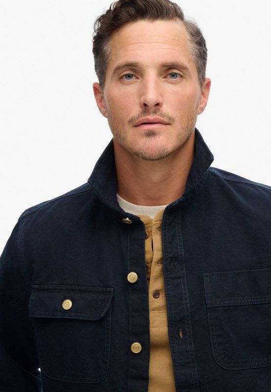 Superdry - M4010826A - Overhemd - Marineblauw - Katoen - Lange Mouwen