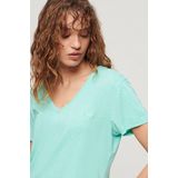 Superdry - Geborduurd T-shirt - Relaxed Fit - V-hals - Katoen-Lyocell - Zwart