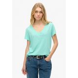 Superdry - Geborduurd T-shirt - Relaxed Fit - V-hals - Katoen-Lyocell - Zwart