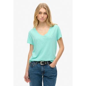 Superdry - Geborduurd T-shirt - Relaxed Fit - V-hals - Katoen-Lyocell - Zwart