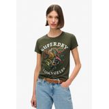 Superdry - Tattoo Rhinestone - T-shirt - Carbon Black - Fitted met Korte Mouwen
