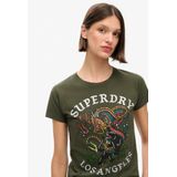 Superdry - Tattoo Rhinestone - T-shirt - Carbon Black - Fitted met Korte Mouwen