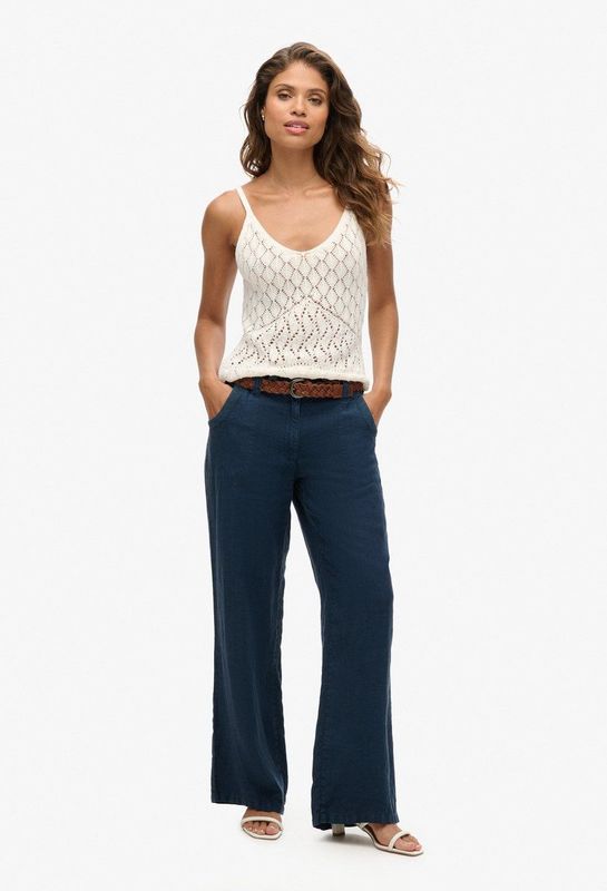 Superdry - W7011006A - Linnen Broek - Marineblauw - Casual