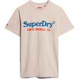 Superdry - M1011894A Venue Duo Logo T-shirt - Beige - Katoen - Korte Mouwen