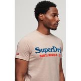 Superdry - M1011894A Venue Duo Logo T-shirt - Beige - Katoen - Korte Mouwen