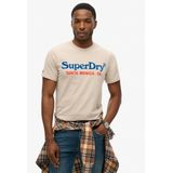 Superdry - M1011894A Venue Duo Logo T-shirt - Beige - Katoen - Korte Mouwen