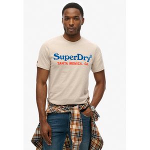 Superdry - M1011894A Venue Duo Logo T-shirt - Beige - Katoen - Korte Mouwen