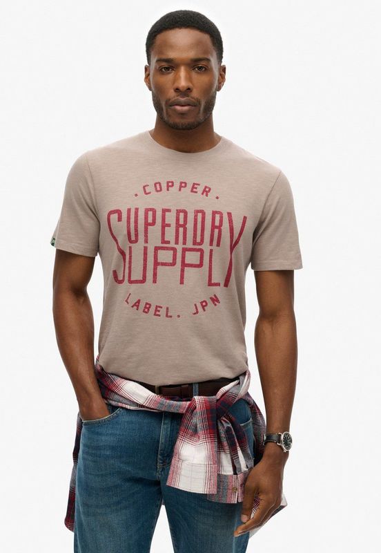 Superdry - Copper Label - T-shirt - Beige - Katoen - Korte Mouwen