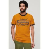 Superdry - Ac Ringer Workwear Graphic T-shirt - Geel - Katoen