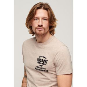 Superdry Workwear Flock Graphic T-shirt Met Korte Mouwen Beige L Man