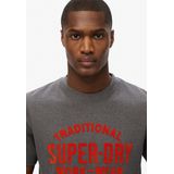 Superdry - Workwear Flock Graphic T-shirt - Ash Grey Marl - Korte Mouwen