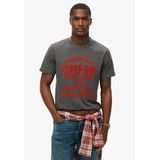 Superdry - Workwear Flock Graphic T-shirt - Ash Grey Marl - Korte Mouwen