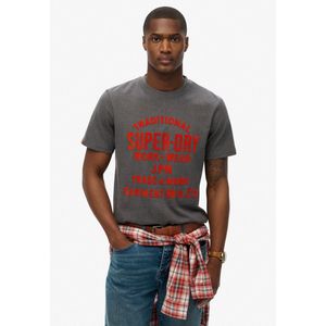 Superdry - Workwear Flock Graphic T-shirt - Ash Grey Marl - Korte Mouwen