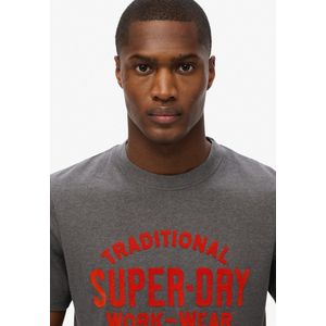 Superdry - Workwear Flock Graphic T-shirt - Ash Grey Marl - Korte Mouwen