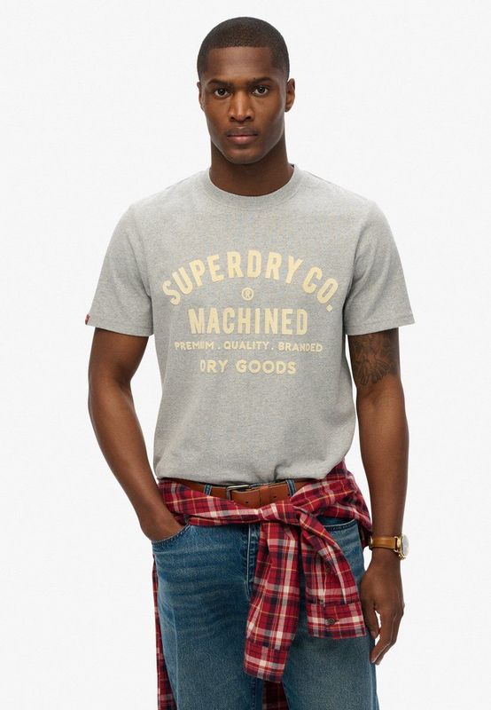 Superdry - Workwear Flock Graphic T-shirt - Zwart - Katoen