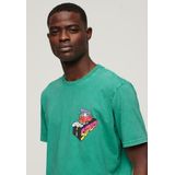 Superdry - Travel - T-shirt - Fluorescerend - Katoen