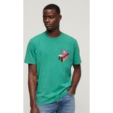 Superdry - Travel - T-shirt - Fluorescerend - Katoen