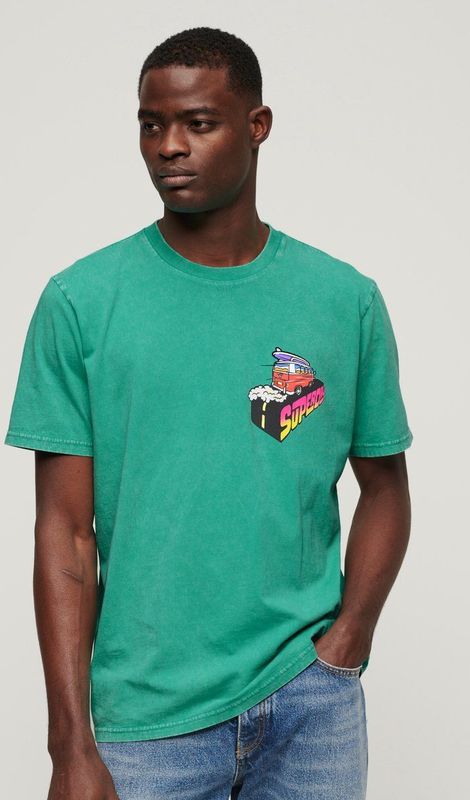 Superdry - Travel - T-shirt - Fluorescerend - Katoen