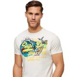 Superdry - LA - T-shirt - Blauw - Jersey, Ronde Hals, Logoprint