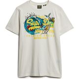 Superdry - LA - T-shirt - Blauw - Jersey, Ronde Hals, Logoprint