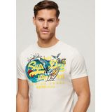 Superdry - LA - T-shirt - Blauw - Jersey, Ronde Hals, Logoprint