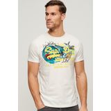 Superdry - LA - T-shirt - Blauw - Jersey, Ronde Hals, Logoprint