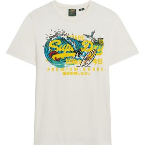 Superdry - LA - T-shirt - Blauw - Jersey, Ronde Hals, Logoprint