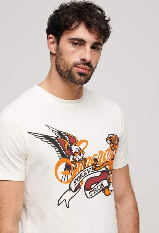 Superdry - Tattoo Script - T-shirt - Wit - Korte Mouwen