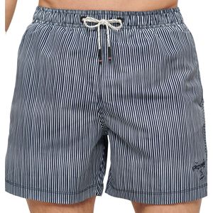 Superdryvoor mannen. M3010231A Bedrukt zwempak van gerecycled zeemateriaal (S), Strandkleding, Gerecycled polyester, Duurzaam, Marineblauw