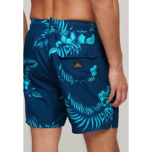 Superdry - Hawaïaanse zwemshort - Heren - Blauw - 43 cm - Gerecycled materiaal