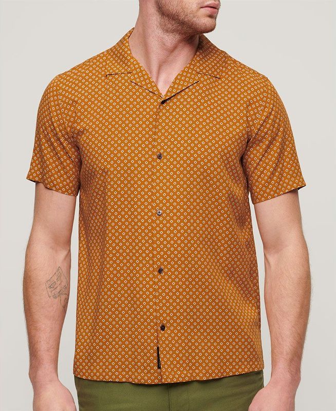 Superdry - Overhemd Short Sleeve - Oranje - Geo Tan Print
