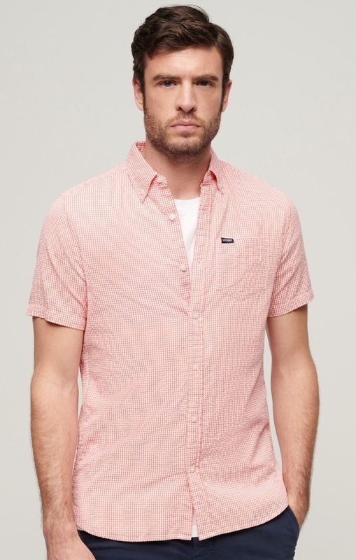 Superdry - Seersucker Overhemd - Korte Mouwen - Heren - Shirts