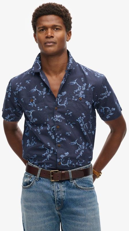 Superdry - Beach - Overhemd - Korte Mouwen - Linnenmix - Relaxed Fit