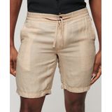 Superdry - Linnen Shorts - Beige - Elastische Taille - Overgeverfde Afwerking