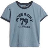 Superdry - Athletic Essentials Beach Graphic Fitted Ringer T-shirt - Korte Mouwen