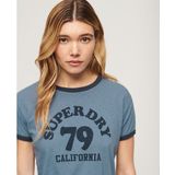 Superdry - Athletic Essentials Beach Graphic Fitted Ringer T-shirt - Korte Mouwen
