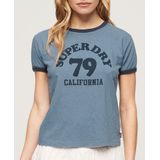 Superdry - Athletic Essentials Beach Graphic Fitted Ringer T-shirt - Korte Mouwen