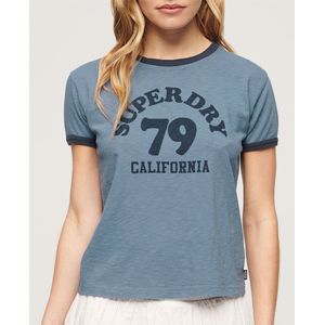 Superdry - Athletic Essentials Beach Graphic Fitted Ringer T-shirt - Korte Mouwen