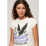 Superdry - Embellished Poster T-shirt - Wit - Katoen - Capmouwen
