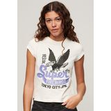 Superdry - Embellished Poster T-shirt - Wit - Katoen - Capmouwen