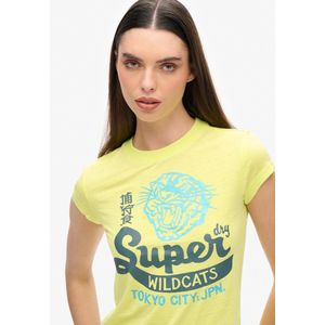Superdry Varsity Burnout Cap T-shirt Met Korte Mouwen Geel L Vrouw